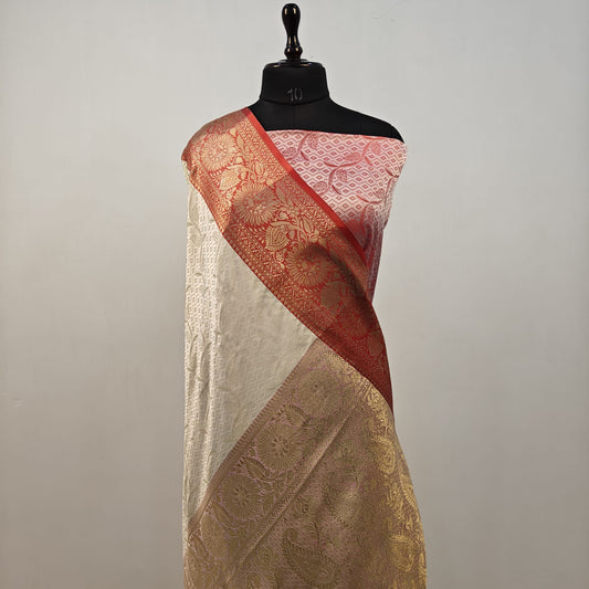 Fancy Satin Silk Sarees - White