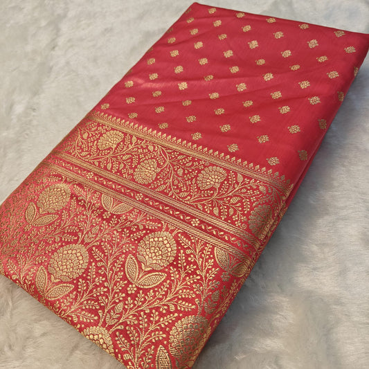 Fancy Satin Silk Saree - Gajri