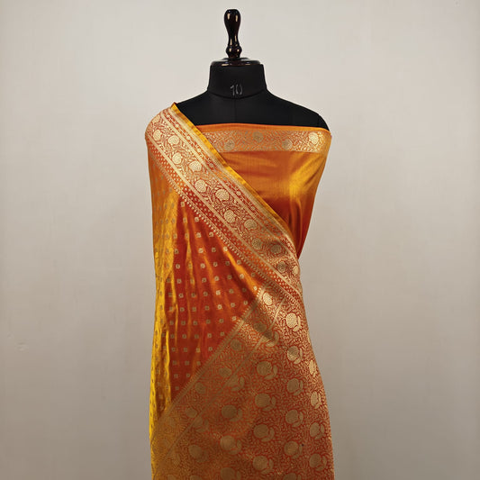 Fancy Satin Silk Saree in Mustard Yellow