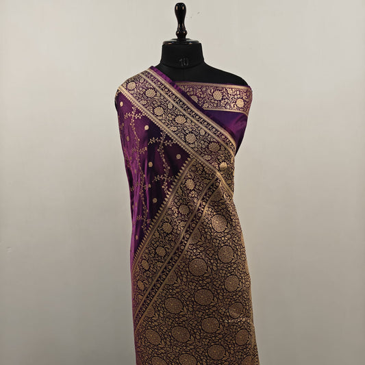 Fancy Satin Silk Saree in Purple
