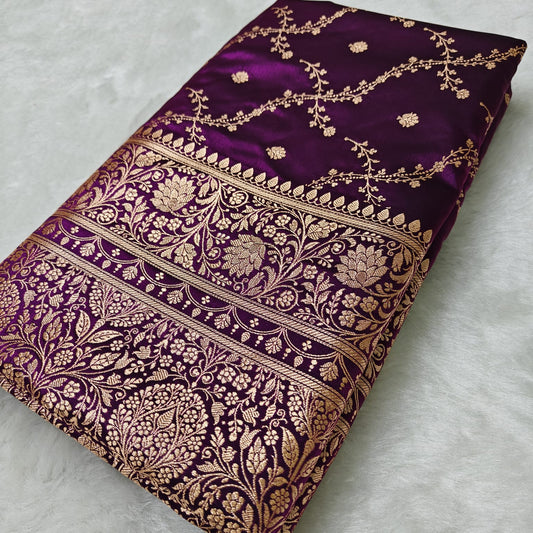 Fancy Satin Silk Saree in Purple