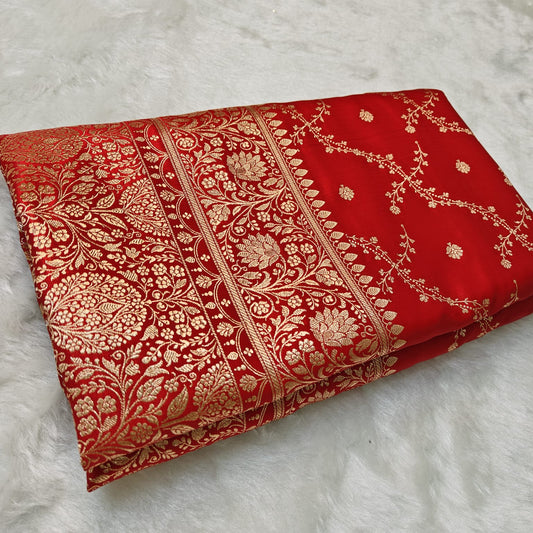 Fancy Satin Silk Saree in Red