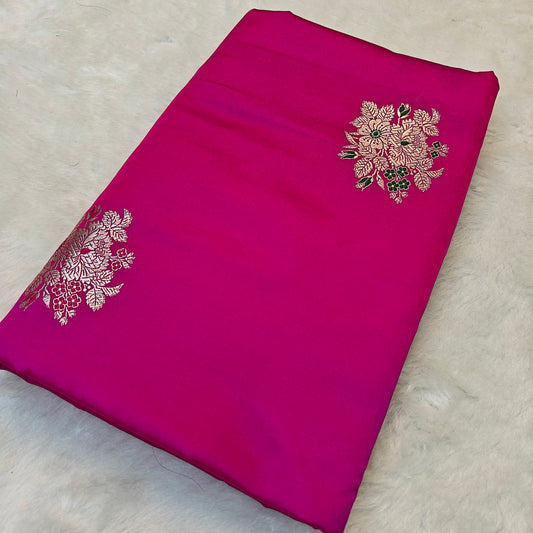 Pure mashru silk saree in Rani pink colour