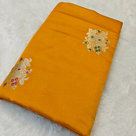 Pure mashru silk saree in golden colour