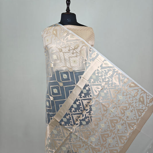 Organza muslin jamdani saree