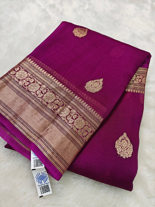 Pure handloom kora organza silk saree