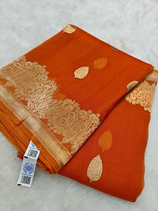 Pure handloom kora organza silk saree