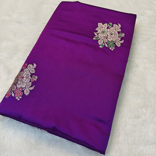 Pure mashru silk saree in purple colour