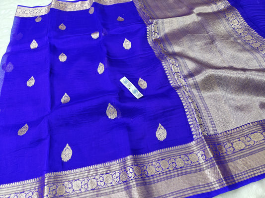 Pure handloom organza kadiyal buta saree