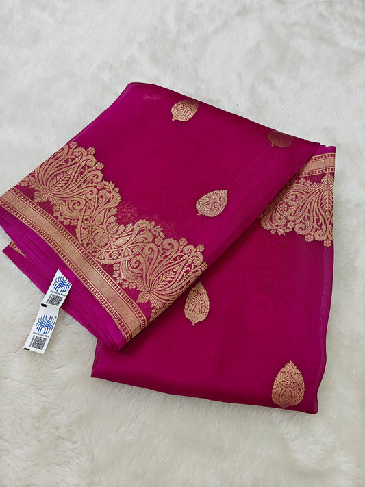 Pure handloom kora organza silk saree