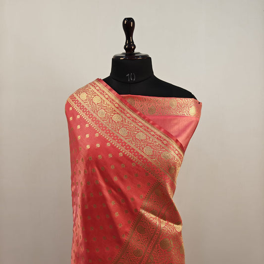 Fancy Satin Silk Saree - Gajri