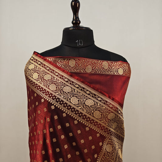 Fancy Satin Silk Saree in Rich Brown