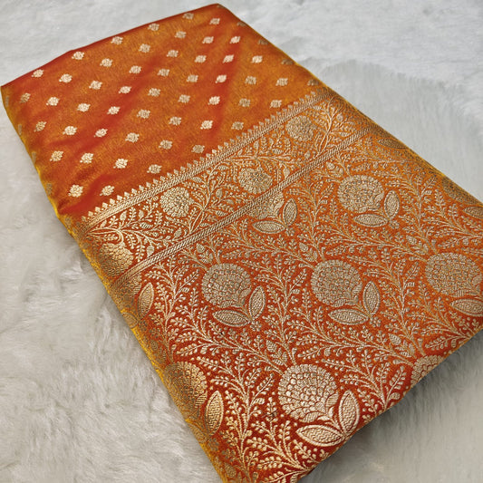 Fancy Satin Silk Saree in Mustard Yellow