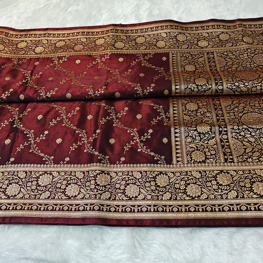 Fancy Satin Silk Saree in Brown