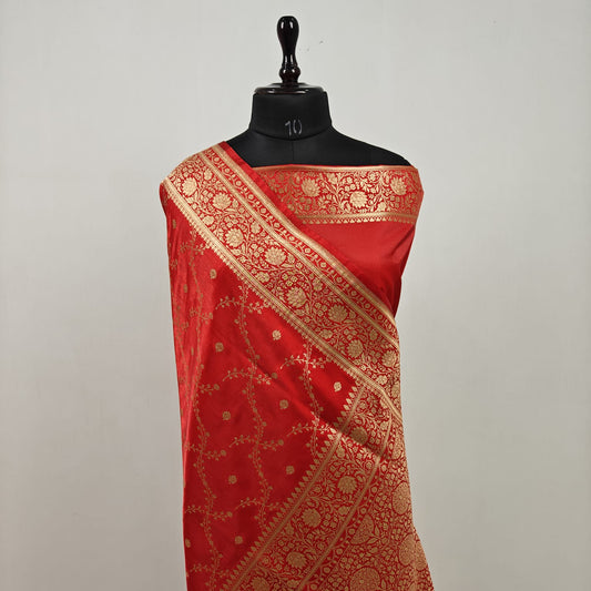 Fancy Satin Silk Saree in Red