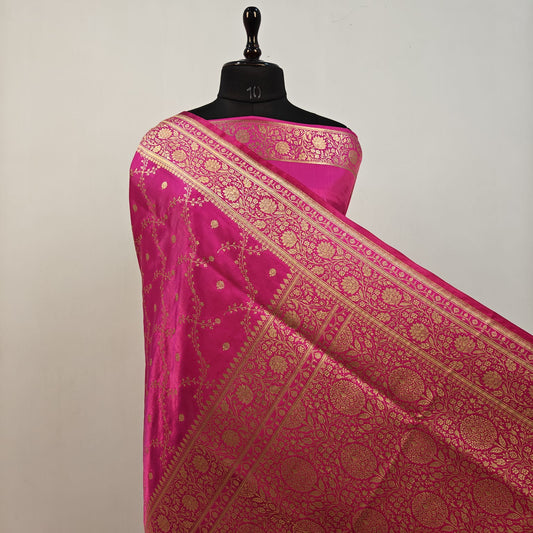Fancy Satin Silk Saree in Pink