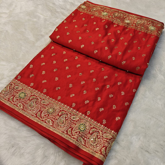 Elegant Banarasi Silk Saree with Traditional Zari Weave