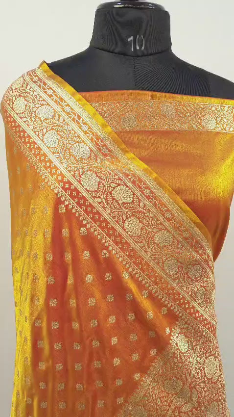 Fancy Satin Silk Saree in Mustard Yellow