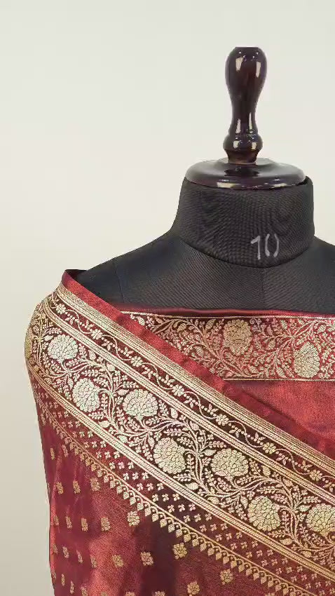 Fancy Satin Silk Saree in Rich Brown