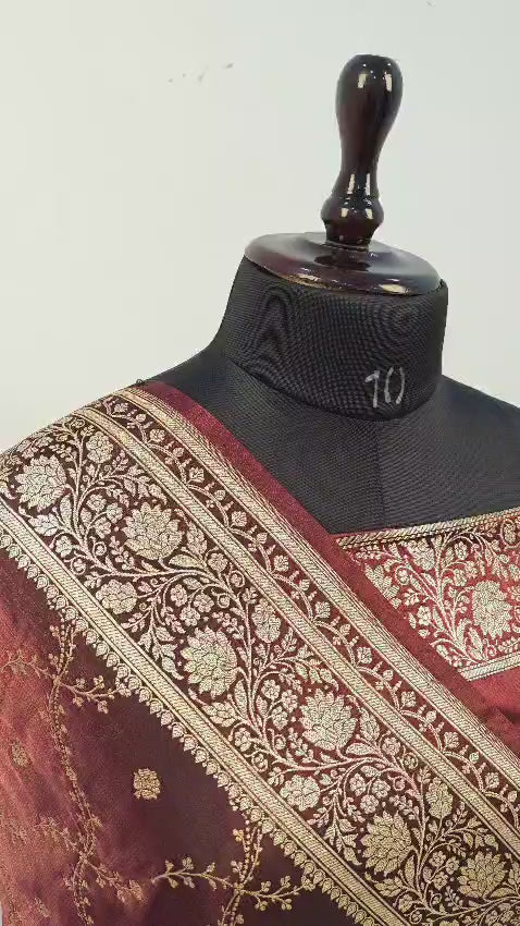 Fancy Satin Silk Saree in Brown