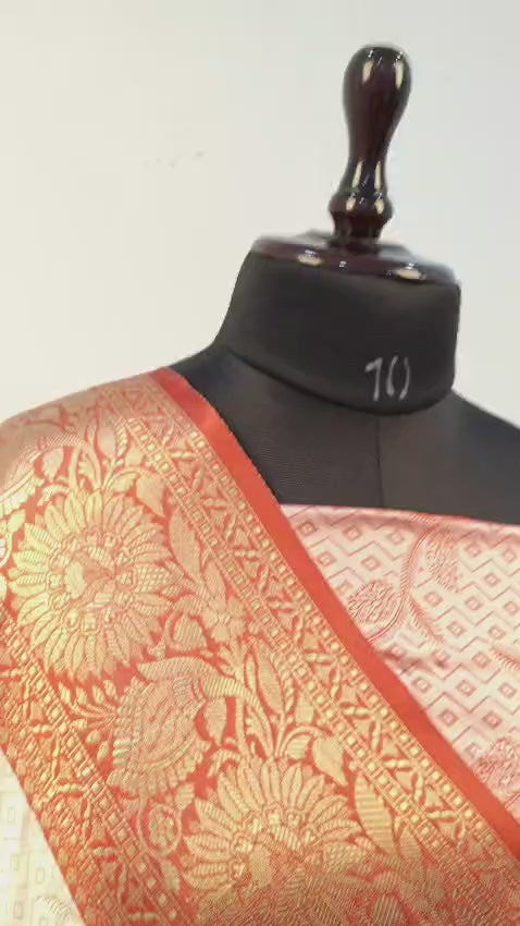 Fancy Satin Silk Sarees - White