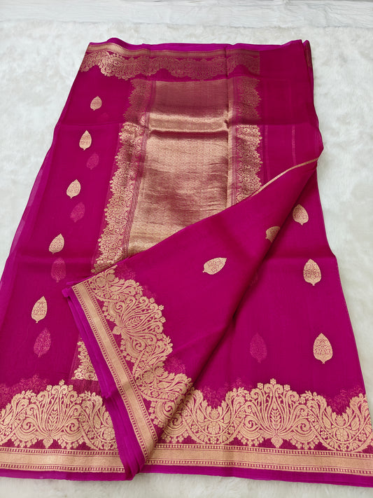 Pure handloom kora organza silk saree