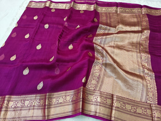 Pure handloom kora organza silk saree