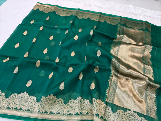 Pure handloom kora organza silk saree