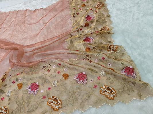 Pure tissue silk jamdani embroidery wark saree