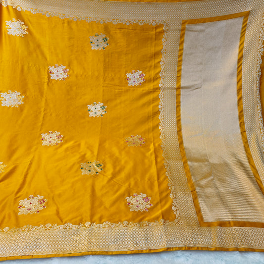Pure mashru silk saree in golden colour