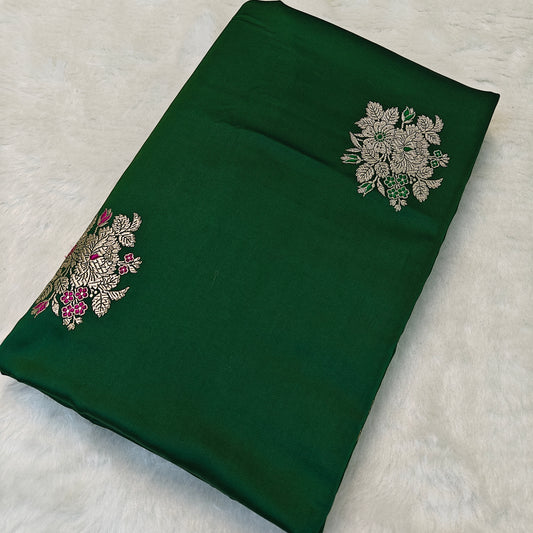 Pure mashru silk saree in dark green colour