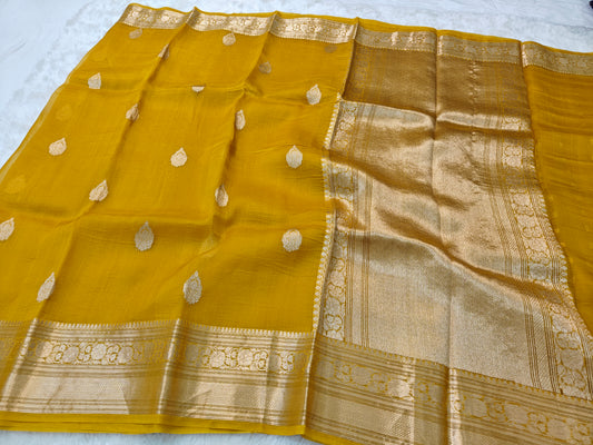 Pure handloom kora organza silk saree