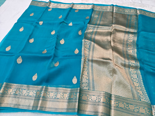 Pure handloom kora organza silk saree