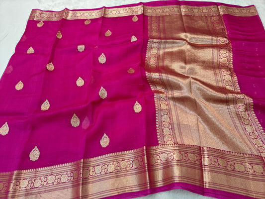 Pure handloom kora organza silk saree